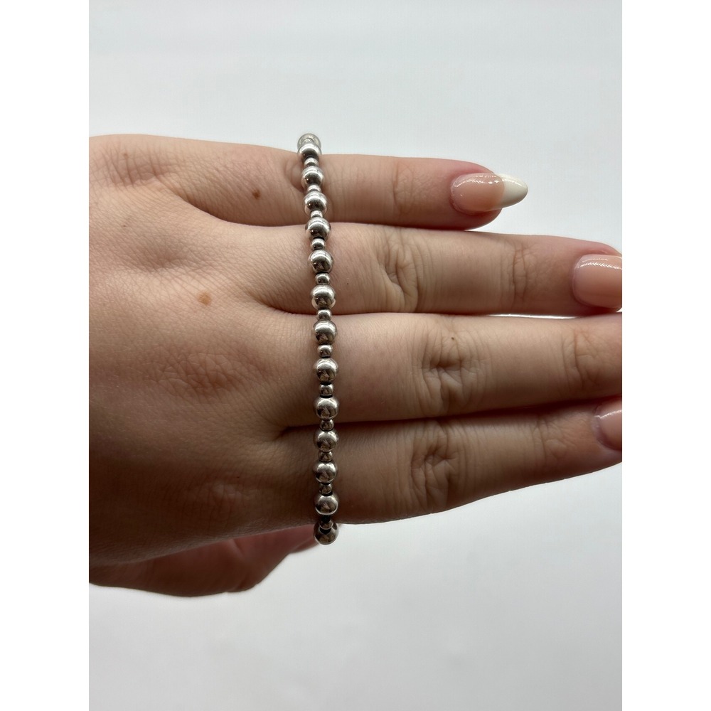 Premiere Designs‎ Silver Tone Beaded Bracelet Polished Round Bead Strand 7 Inch